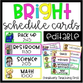 Bright Class Schedule Cards -EDITABLE