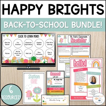 Bright Classroom Decor Bundle | Open House Ideas by Angie Fish | TPT