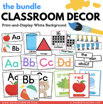 Preview of Bright Classroom Decor Bundle (White Background)