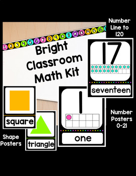 Preview of Bright Classroom Decor Math Pack Digital Download PDF