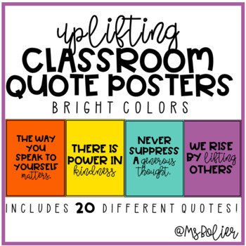 Positive Uplifting Classroom Quote Posters | Bright Colored ...