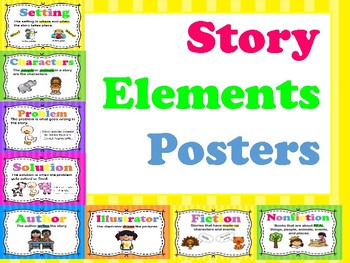 Bright Colored Story Element Posters by JoyfulTeachingCreations | TpT