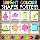 Bright Colors 2D and 3D Shape Math Posters Classroom Décor