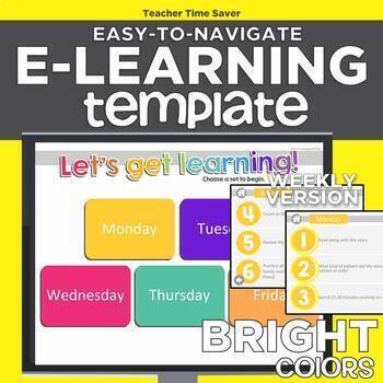 Preview of Bright Colors WEEKLY Easy-to-Navigate eLearning Template