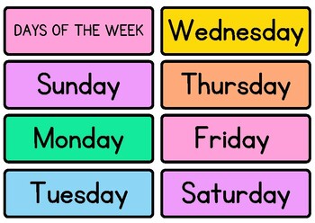 Bright Days of the Week Flashcards by Xcel Special Needs | TPT