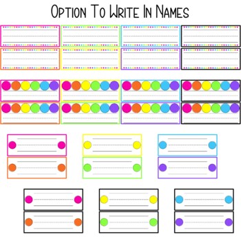 Bright Decor Editable Name Tags / Colorful Student Name On Desk & Tables