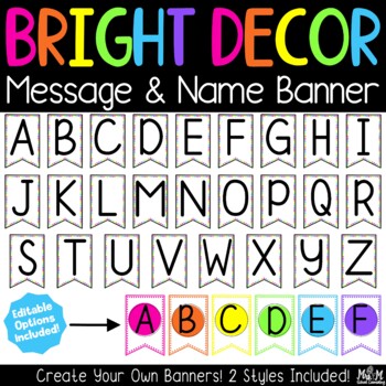 Preview of Bright Decor Name & Message Banner Flags / Editable Bulletin Board Lettering