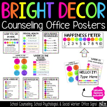 Preview of Bright Decor School Counseling Office Posters / Psychologists / Social Workers