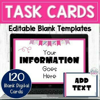 Preview of Bright Digital Task Card Templates | Editable Task Card Templates Google Slides