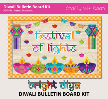 Preview of Bright Diya Diwali Festival of Light Indian Holiday Classroom Bulletin Board