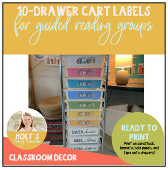 Preview of Bright Doodles 10-Cart Drawer Labels (for guided reading groups)