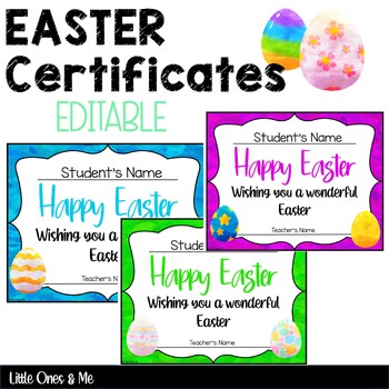 Preview of Bright Easter Certificates Editable