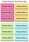 Bright Elephant Desk Name Tags