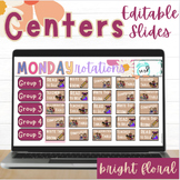 Bright Floral ELA Centers | Editable Rotation Slides & Tim