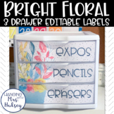 Bright Floral Editable 3 Drawer Labels