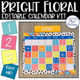 Bright Floral Editable Calendar