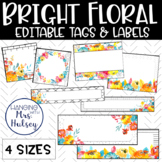 Bright Floral Editable Name Tags and Labels