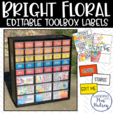 Bright Floral Teacher Toolbox Labels (Editable)