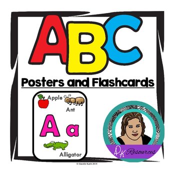 Bright Fun ABC Posters, Flashcards, and Guide for Practicing Beginning ...