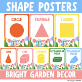 Bright Garden Theme 2D and 3D Shapes Posters Classroom Decor