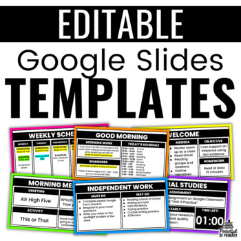 Preview of Bright Google Slides Templates With Timers | EDITABLE