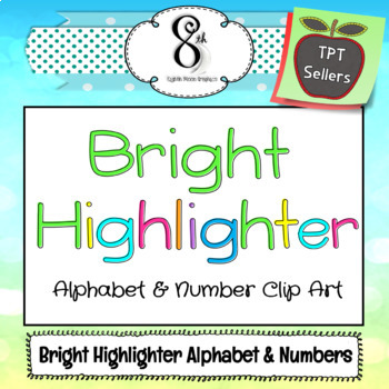 Preview of Bright Highlighter Alphabet and Number Clip Art