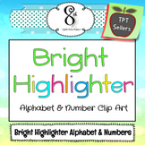 Bright Highlighter Alphabet and Number Clip Art