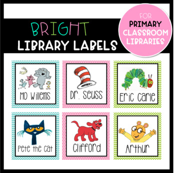 Preview of Bright Library Labels for Primary Classroom