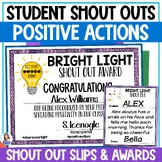Student Shout Outs - Positive Actions Shout Out Cards- Pos