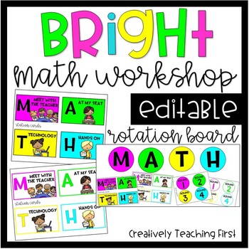 Preview of Bright Math Workshop Rotation Board {EDITABLE}
