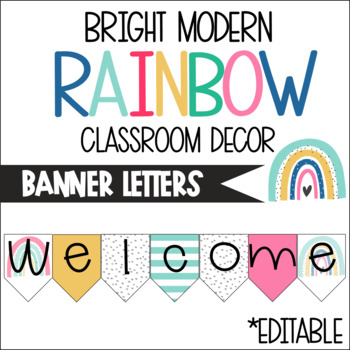 Bright Modern Rainbow Decor - Banner Letters