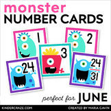 June Monsters Calendar Numbers - Bright Number Cards for S