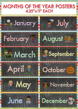 months chalkboard bright posters