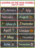 Bright Months of the Year Chalkboard Posters