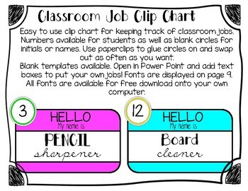 Jobs Chart For Classroom Template