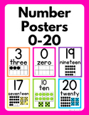 Bright Number Posters 0-20- Ten Frames and Dice- Print and Go