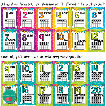 Bright Number Posters by Cherry Workshop | TPT