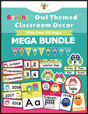 Bright "Owl Themed" Classroom Decor Mega Bundle + Editables