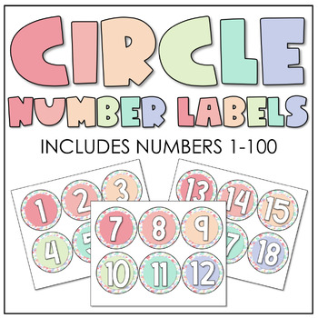 Bright Pastel Circle Number Labels | 1-100 by Miss Cabrera's Corner