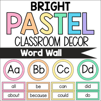 Preview of Bright Pastel Classroom Decor - Word Wall *Editable*