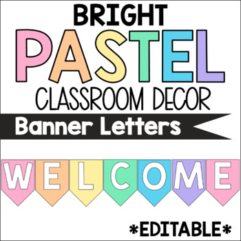 Solid Color Schemes Primary Font A-Z Bulletin Board Letters Bundle