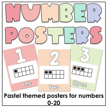 Preview of Bright Pastel Number Posters | 0-20 | Ten Frames