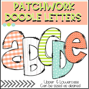 Preview of Spring Patchwork Doodle Letters * Bulletin Board Alphabet & Number Decor Set