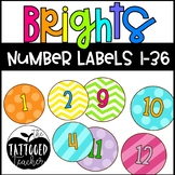 Bright Patterns round classroom number labels 1-36