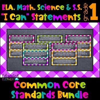 Preview of Bright Picnic Common Core "I Can" Bundle - ELA, Math, Science & S.S-First(1st)