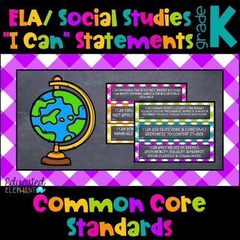 Preview of Bright Picnic Common Core "I Can" Statements - ELA & S.S. - Kindergarten