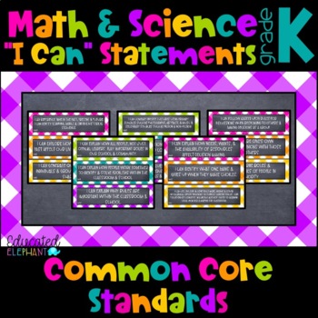 Preview of Bright Picnic Common Core "I Can" Statements - Math & Science - Kindergarten