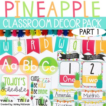 Preview of Bright Pineapple Classroom Decor | Part 1