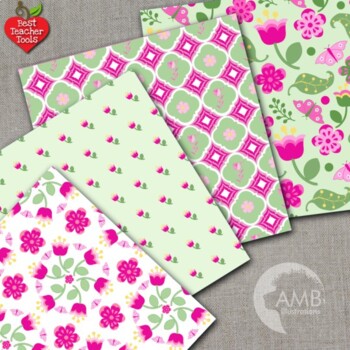 Chic Pink Floral Paper Pack, Digital Pattern {Best Teacher Tools} AMB-1441