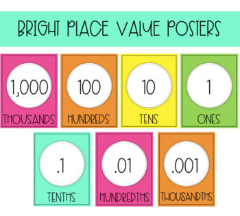 Preview of Bright Place Value Posters | Editable